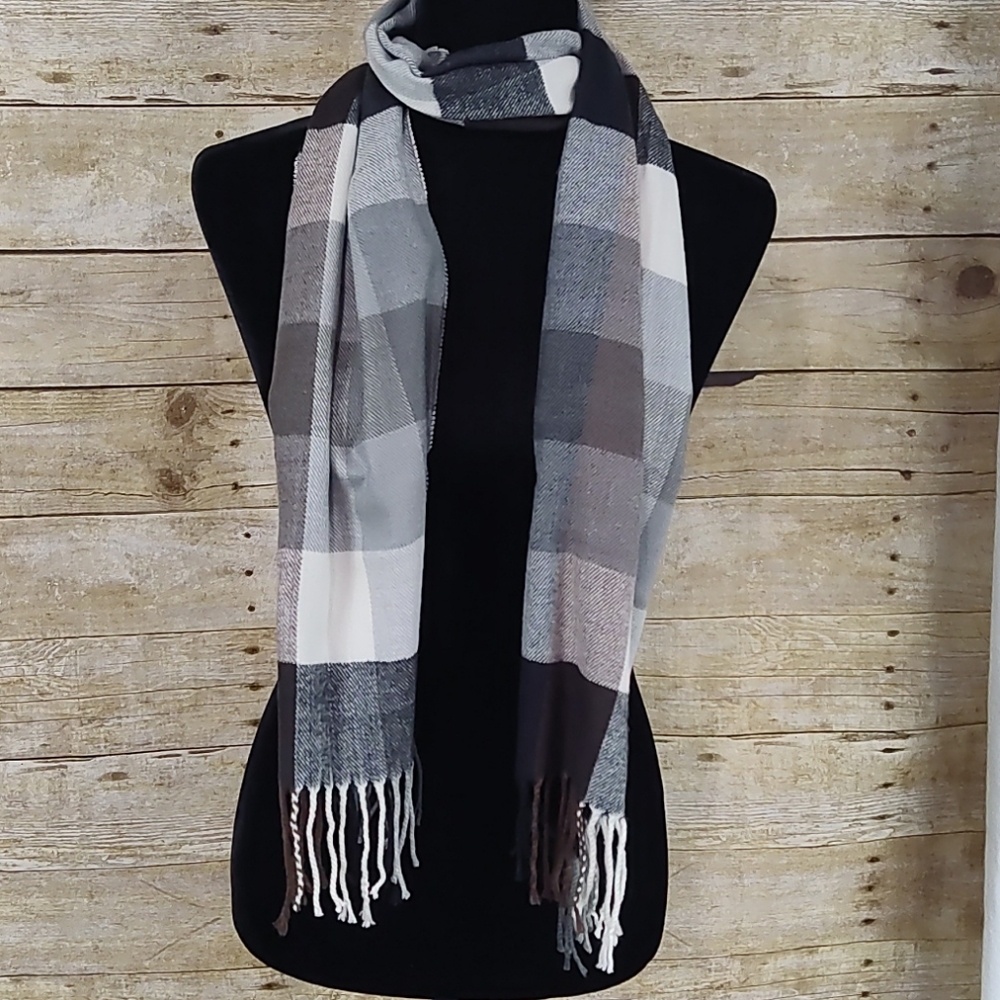 Italy Design Cashmere Blend Plaid Scarf